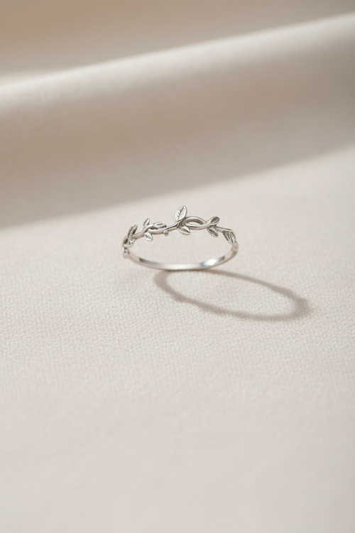 925 sterling silver leaf band ring by Aaroh Jewellery UK
