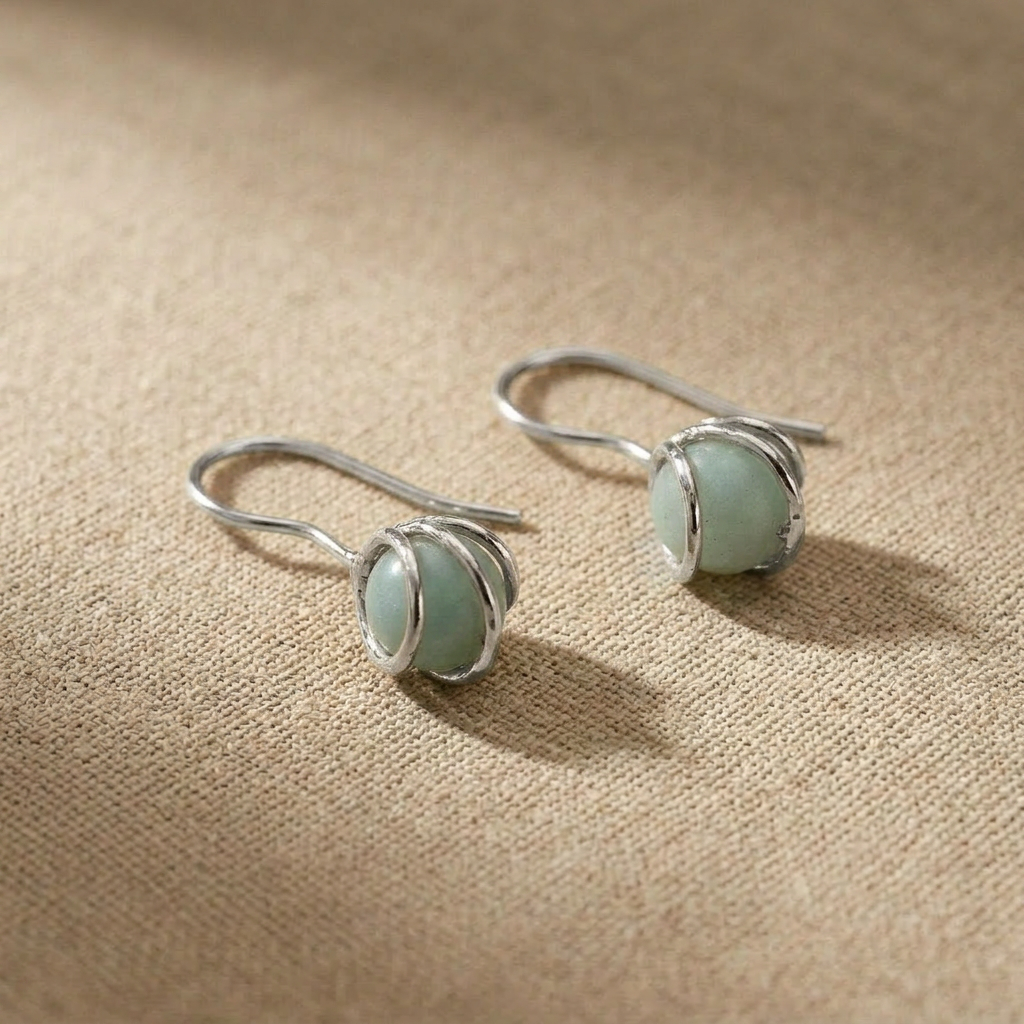The Bead Drop — Gemstone Fish Hook Earrings