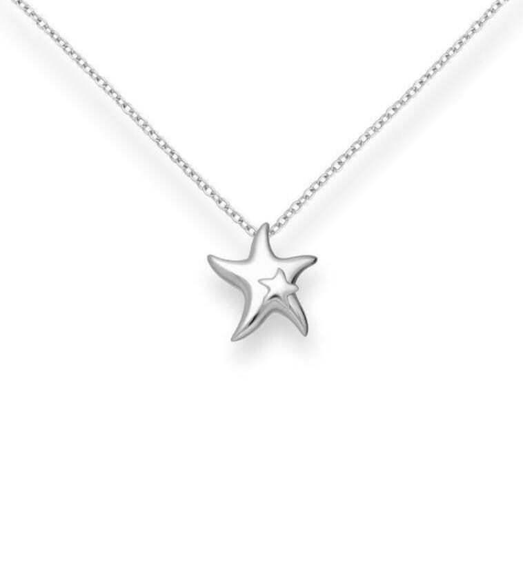 Sterling Silver Starfish Pendant, Beach Wedding Jewellery Gift for Her