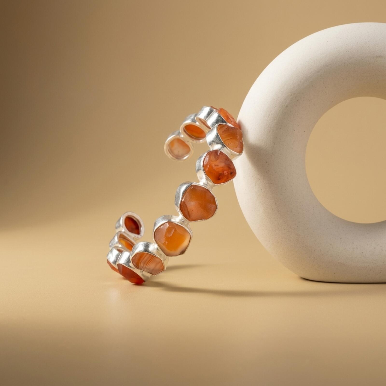 Gemstone Open Bangle Bracelet