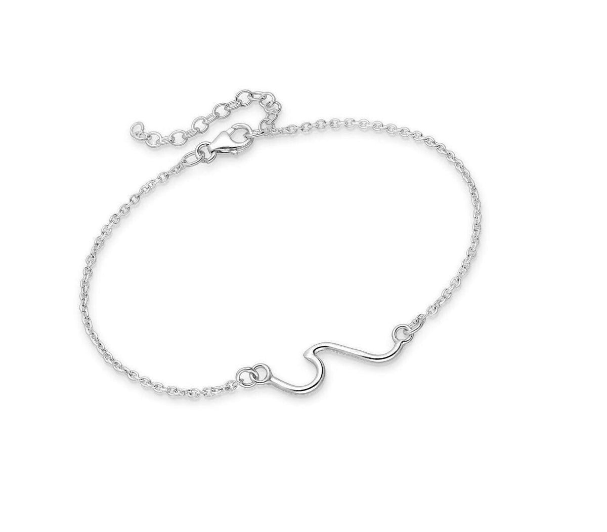 Sterling Silver Sea Wave Bracelet, Minimalist Ocean Jewellery Gift for Her