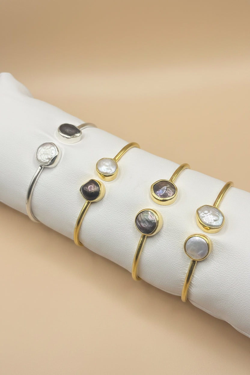 Pearl Coin Duo — Mother of Pearl Coin Bracelet