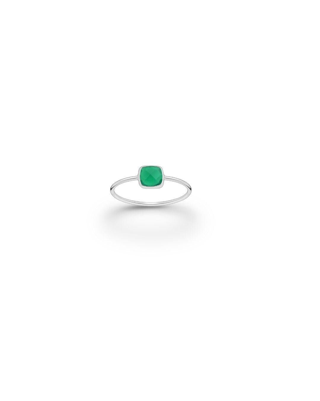 Sterling Silver Gemstone Square Ring