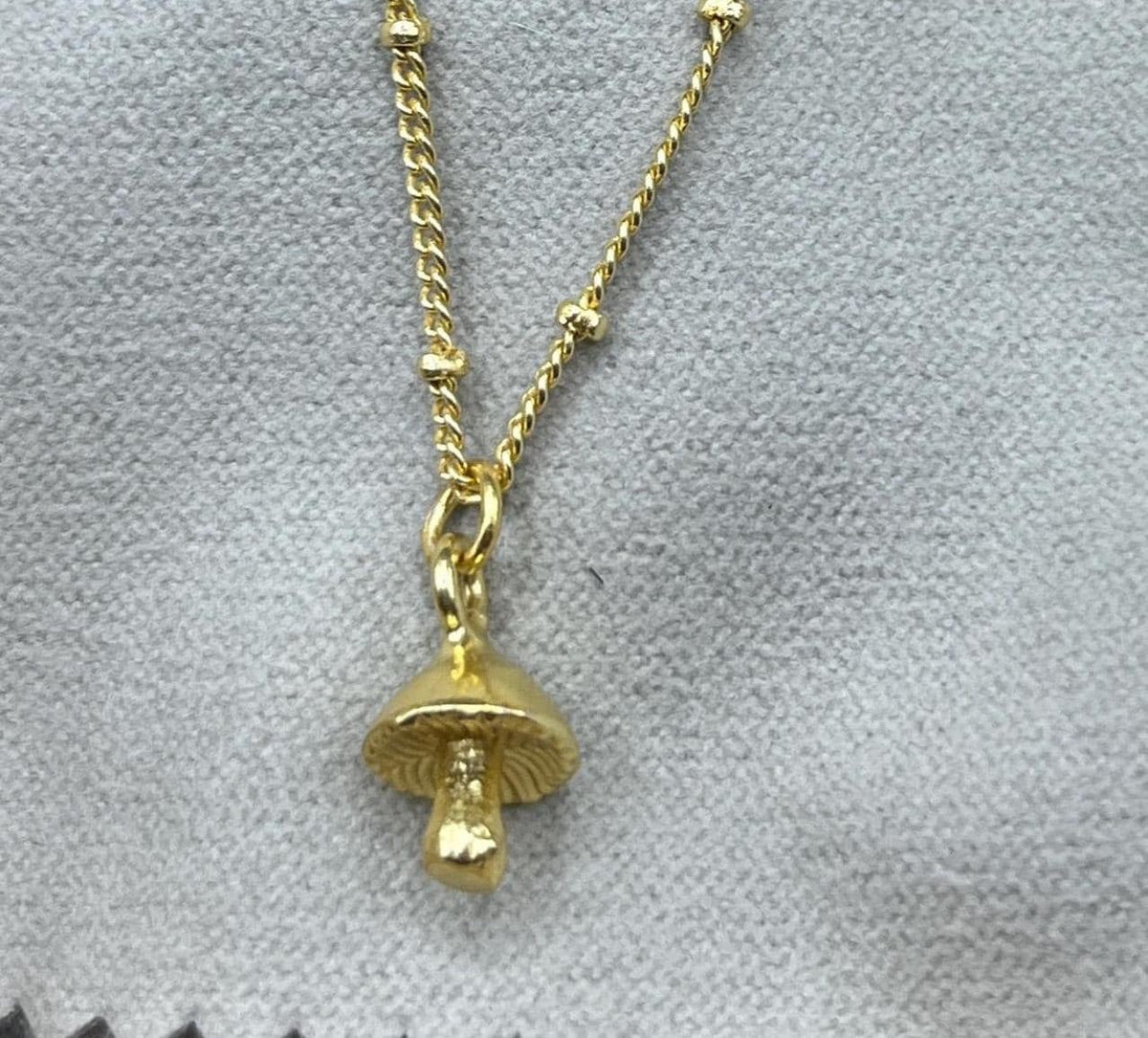 Silver Tiny Mushroom Charm Necklace | Stocking Filler | Minimalist 18K Gold Plated Necklace