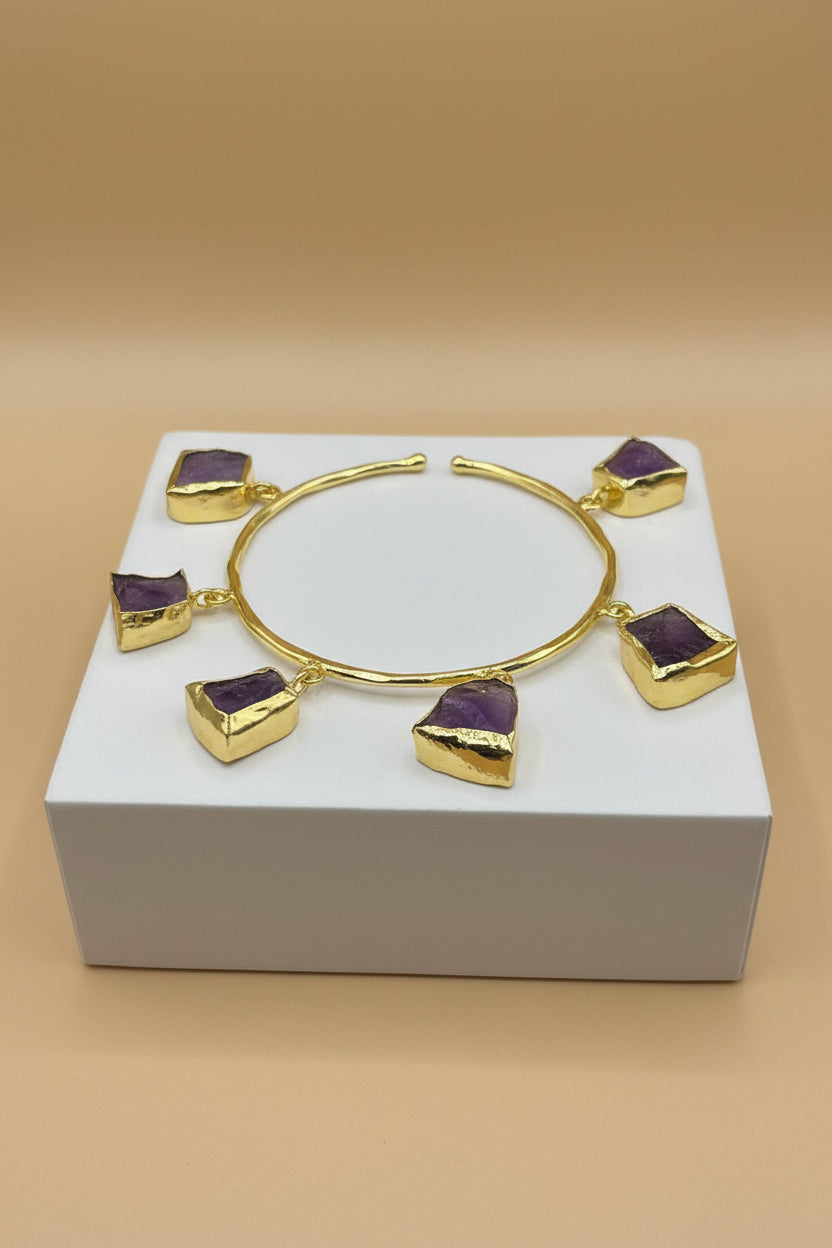The Charm Edit — Six Stone Gemstone Charm Bangle