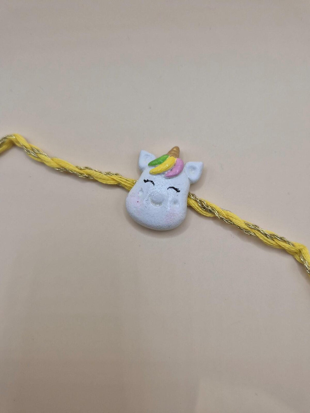 Kids Tie Bracelet / Cartoon Rakhi ( Unicorn , Elephant ) Clay Handmade Rakhi
