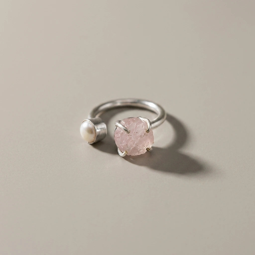 Gemstone & Pearl Adjustable Ring