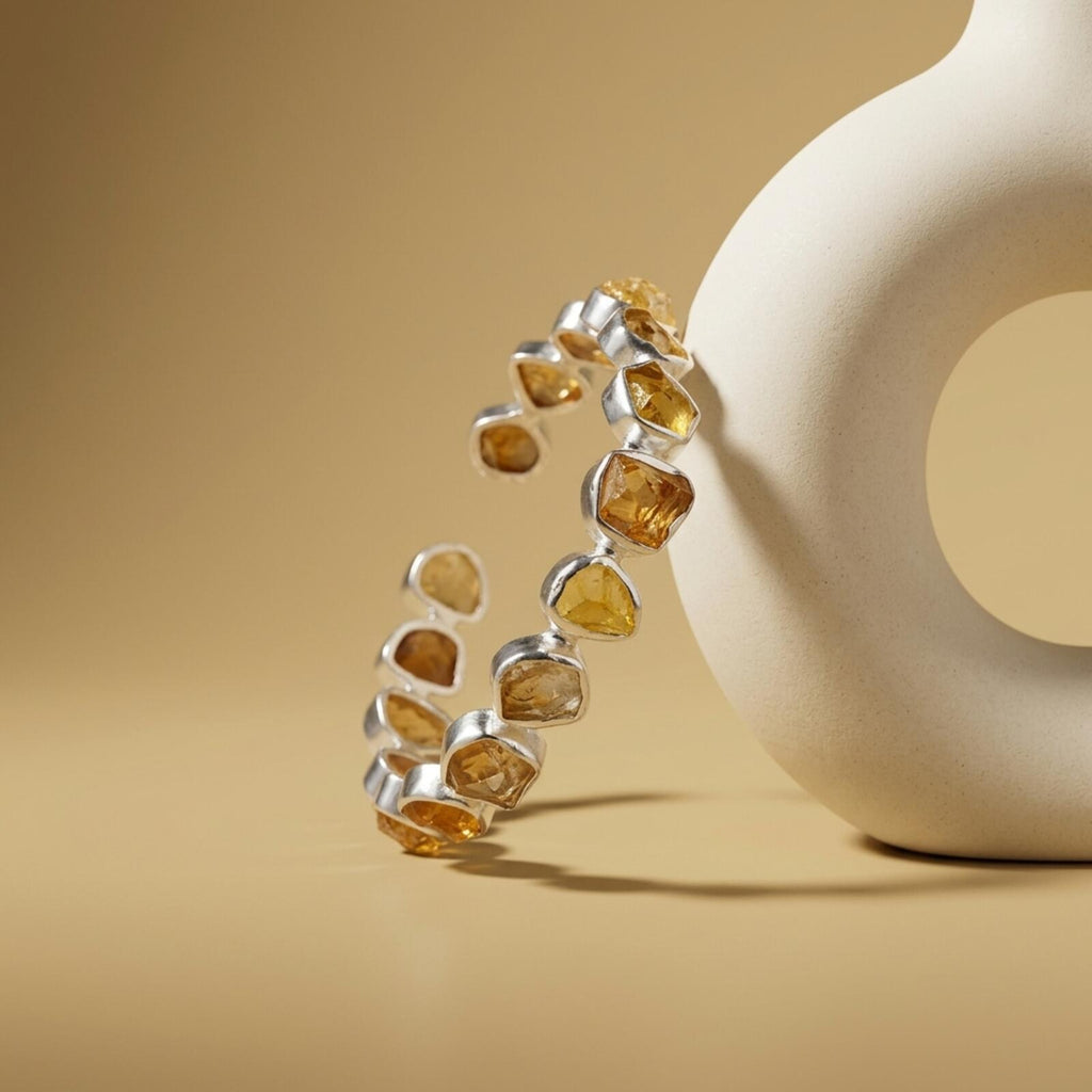 Gemstone Open Bangle Bracelet