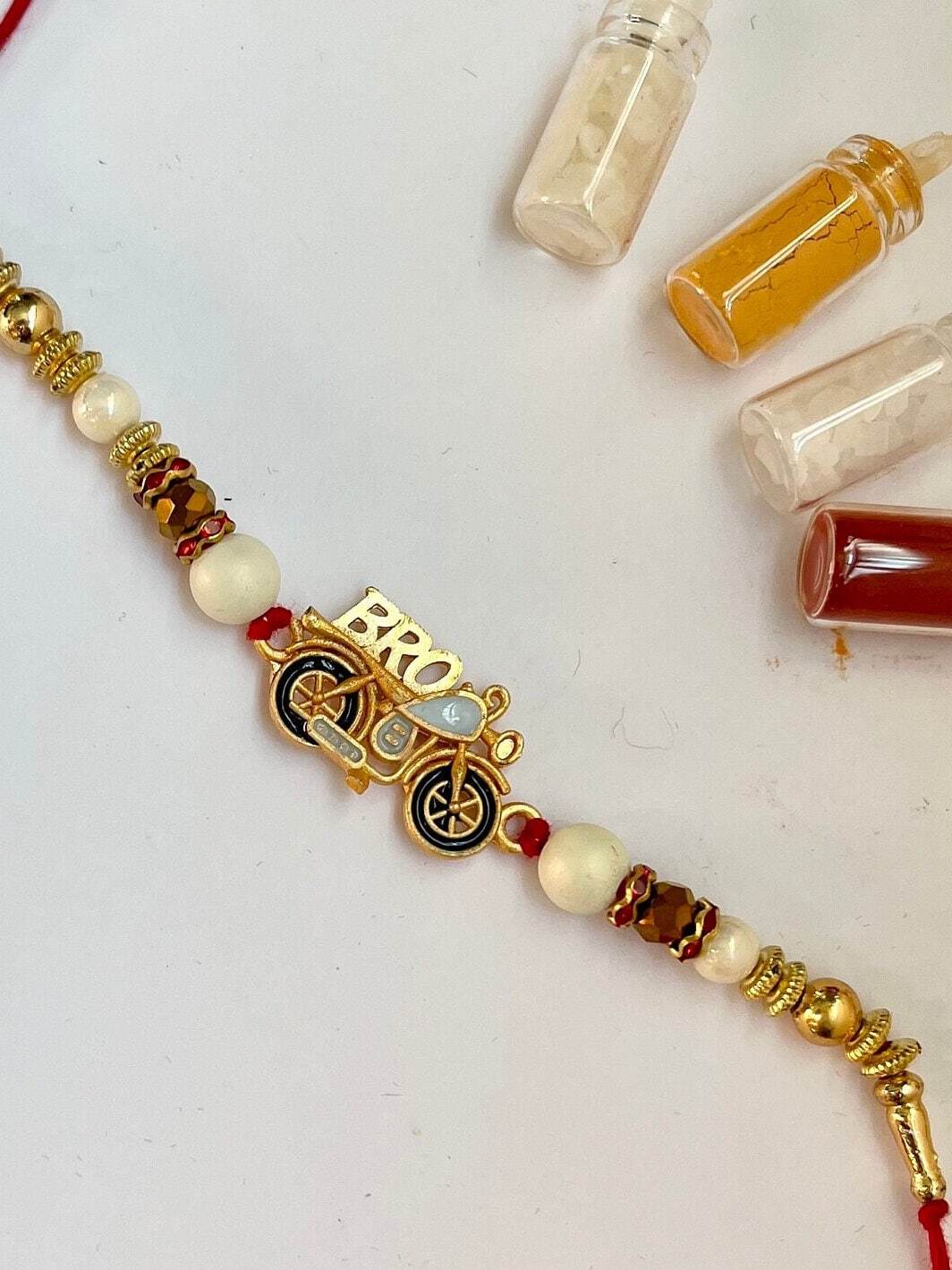 Bro Motorcycle Rakhi / Rakhri for Brother, Handmade Rakhi, Traditional Raksha Bandhan Celebration