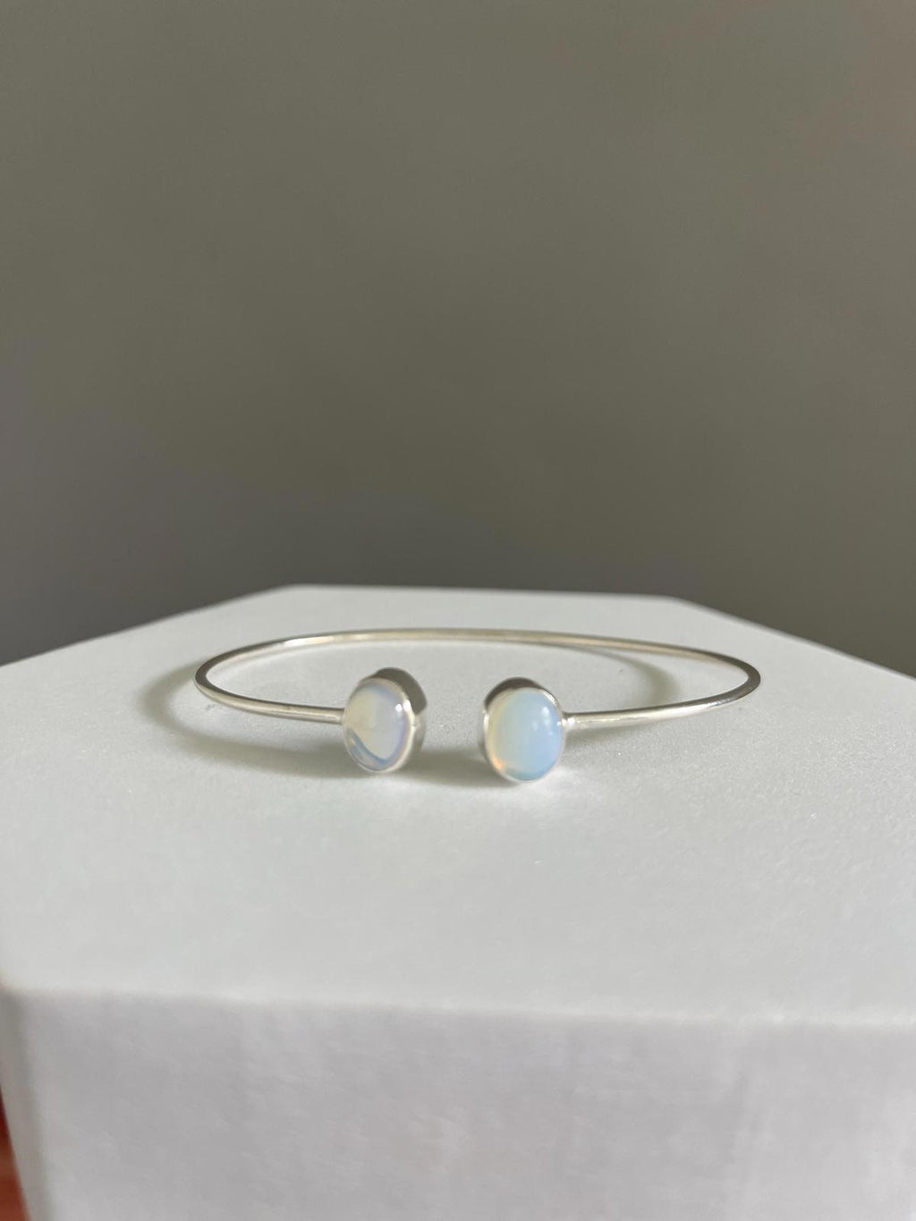 2 stone Opal Gemstone Bangle Bracelet
