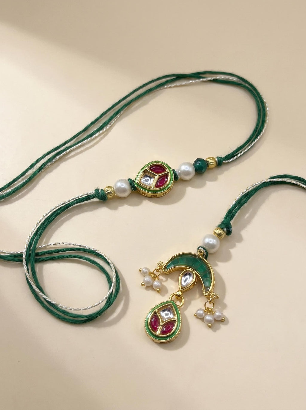 Kundan Rakhi Combo for Brother Sister-in-law – Traditional Lumba Rakhri