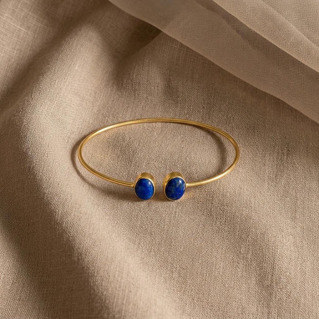 Lapis Lazuli Bangle, Adjustable Cuff Bracelet, Gold or Silver Open Bangle, Blue Gemstone Bracelet, Stackable Cuff, Genuine Gemstone Jewelry