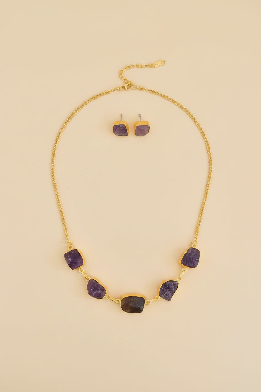 Gemstone necklace earring set
