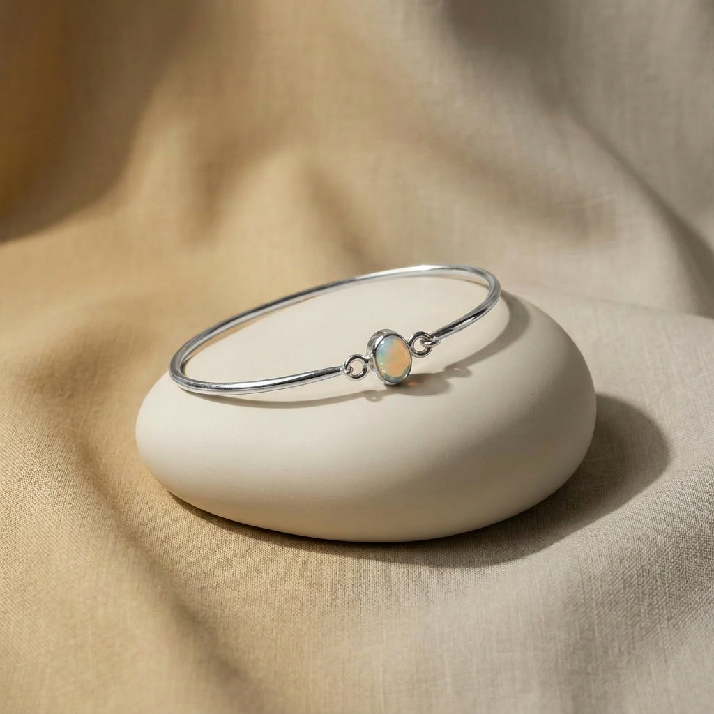 Opal Mist — Single Stone Opal Bangle
