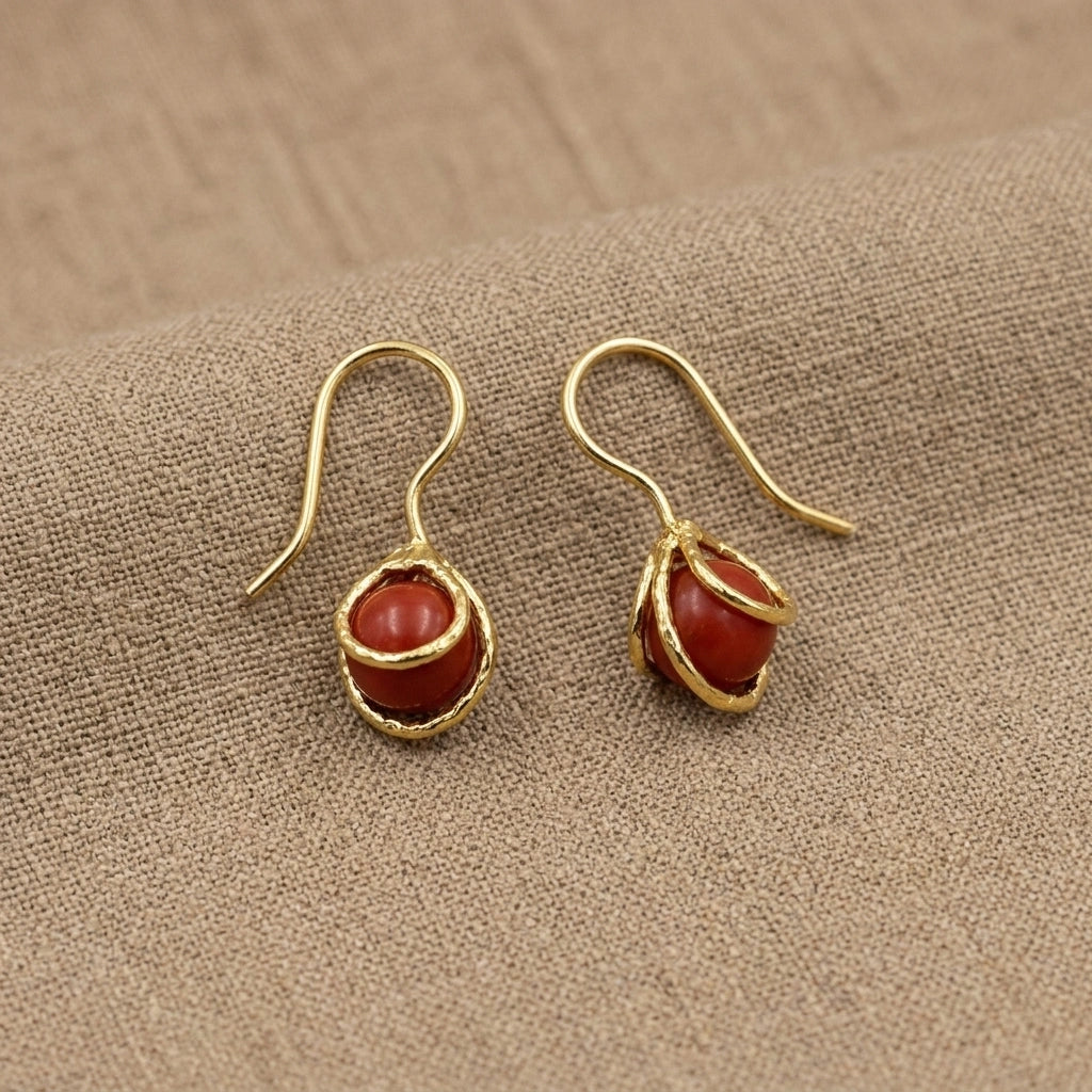 The Bead Drop — Gemstone Fish Hook Earrings