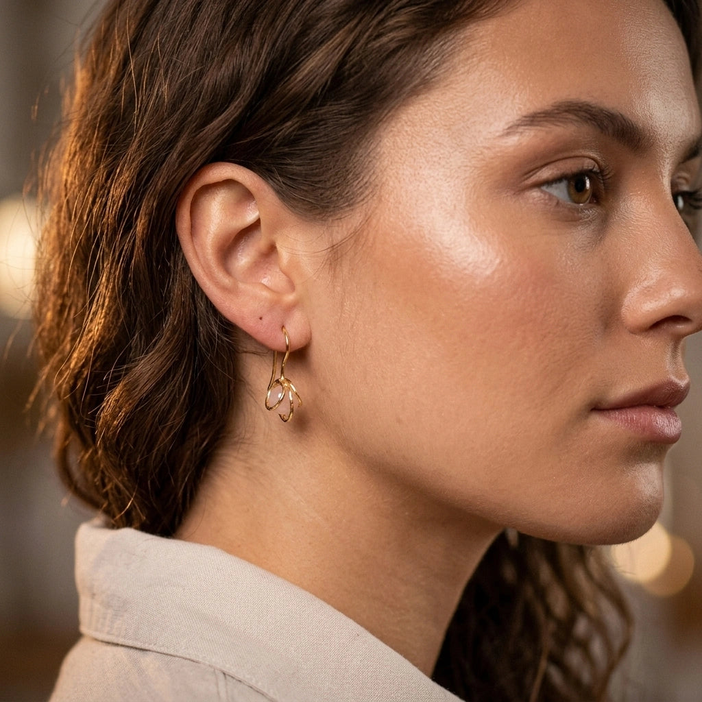 The Bead Drop — Gemstone Fish Hook Earrings