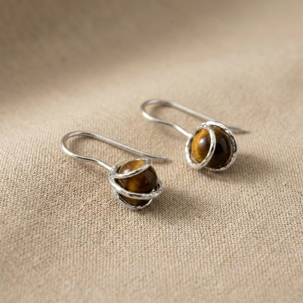 The Bead Drop — Gemstone Fish Hook Earrings