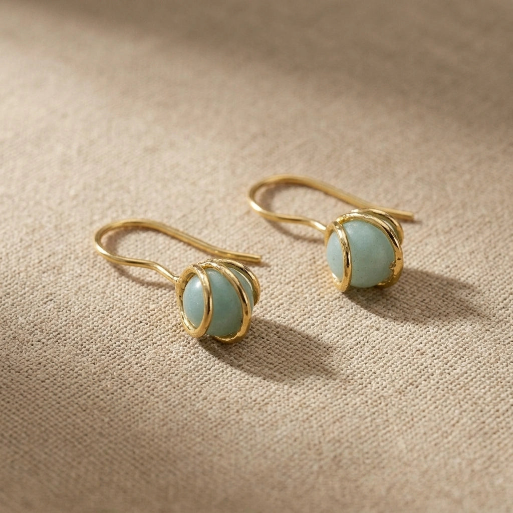 The Bead Drop — Gemstone Fish Hook Earrings