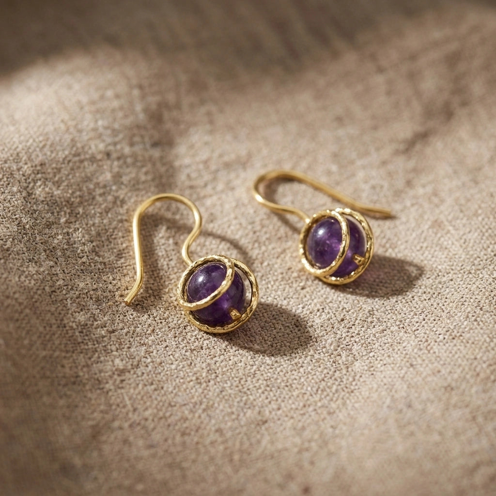 The Bead Drop — Gemstone Fish Hook Earrings