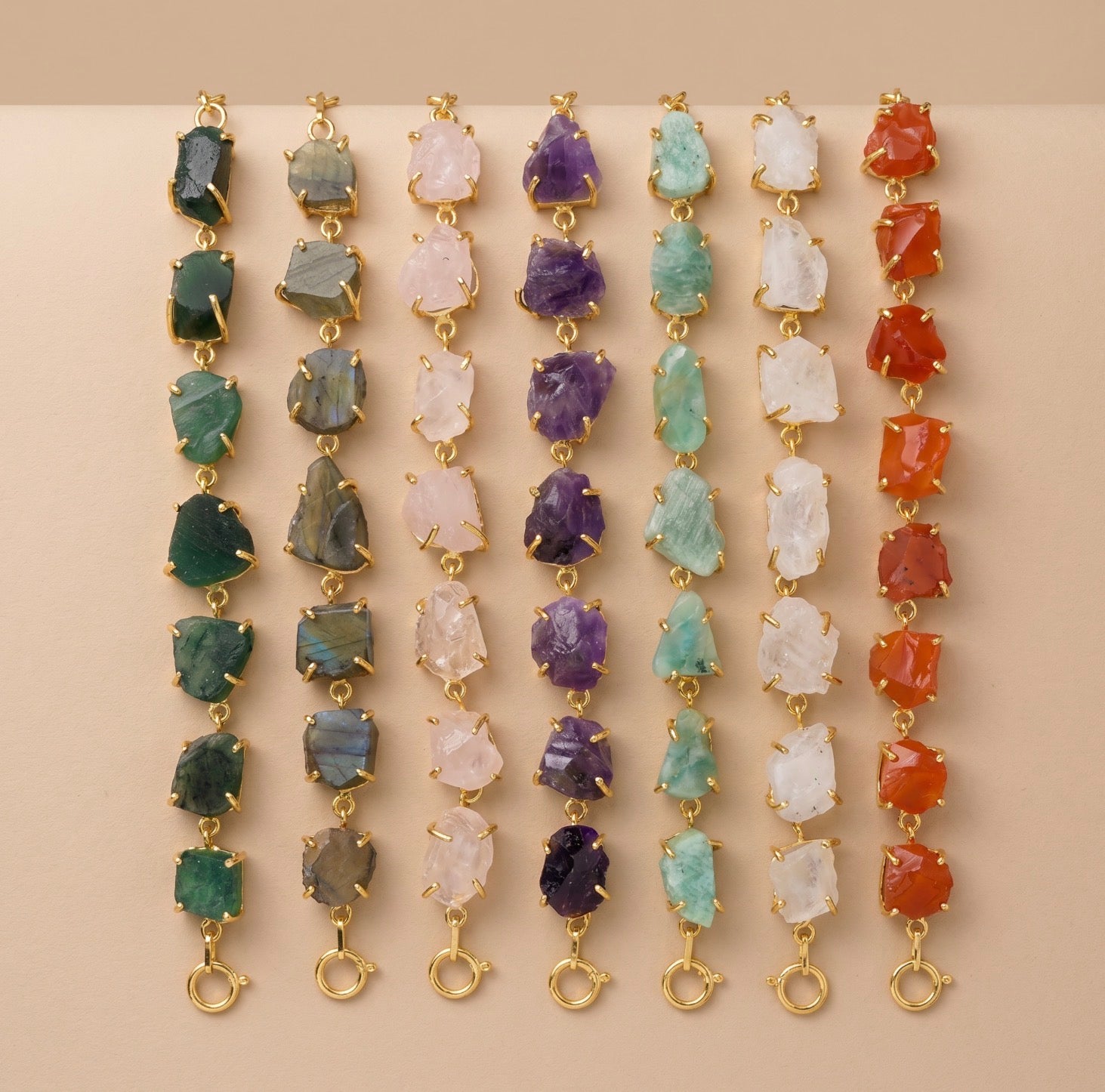 The Raw Earth Bracelet — 7 Stone Natural Gemstone