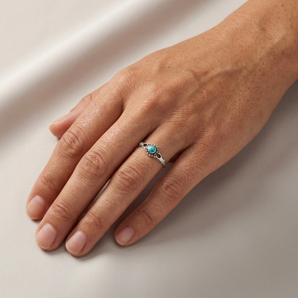 925 Sterling Silver Oxidised Ring with Resin Inlay