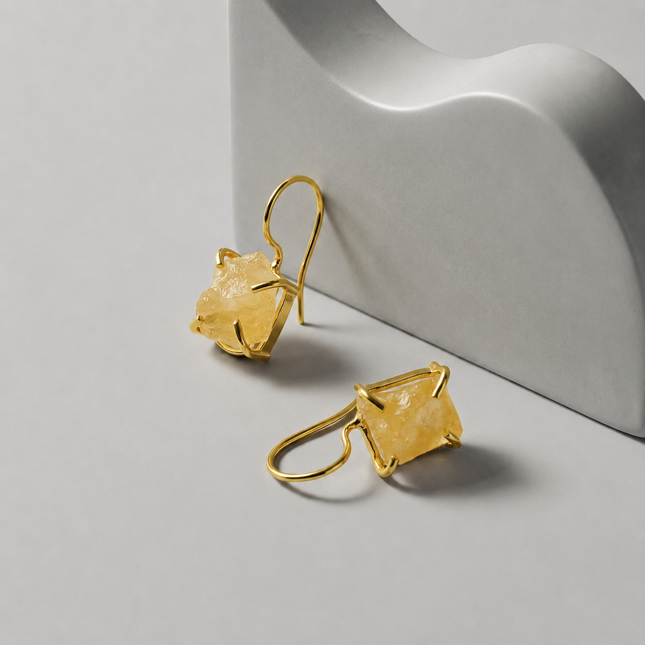 18K Gold-Plated Gemstone Droplet Hook Earrings