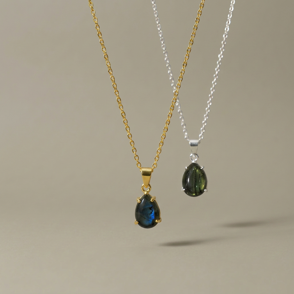 The Teardrop Pendant — Natural Gemstone Necklace