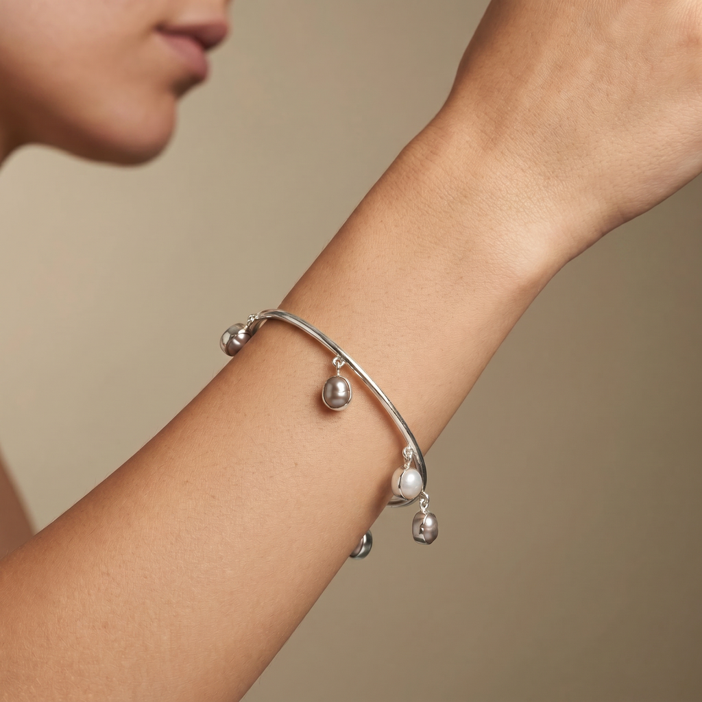 Pearl Grace — Freshwater Pearl Charm Bangle