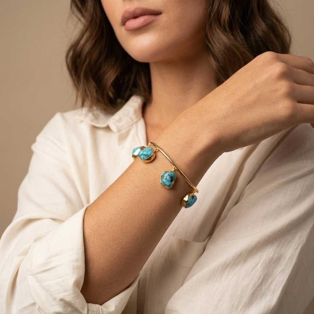The Charm Edit — Six Stone Gemstone Charm Bangle