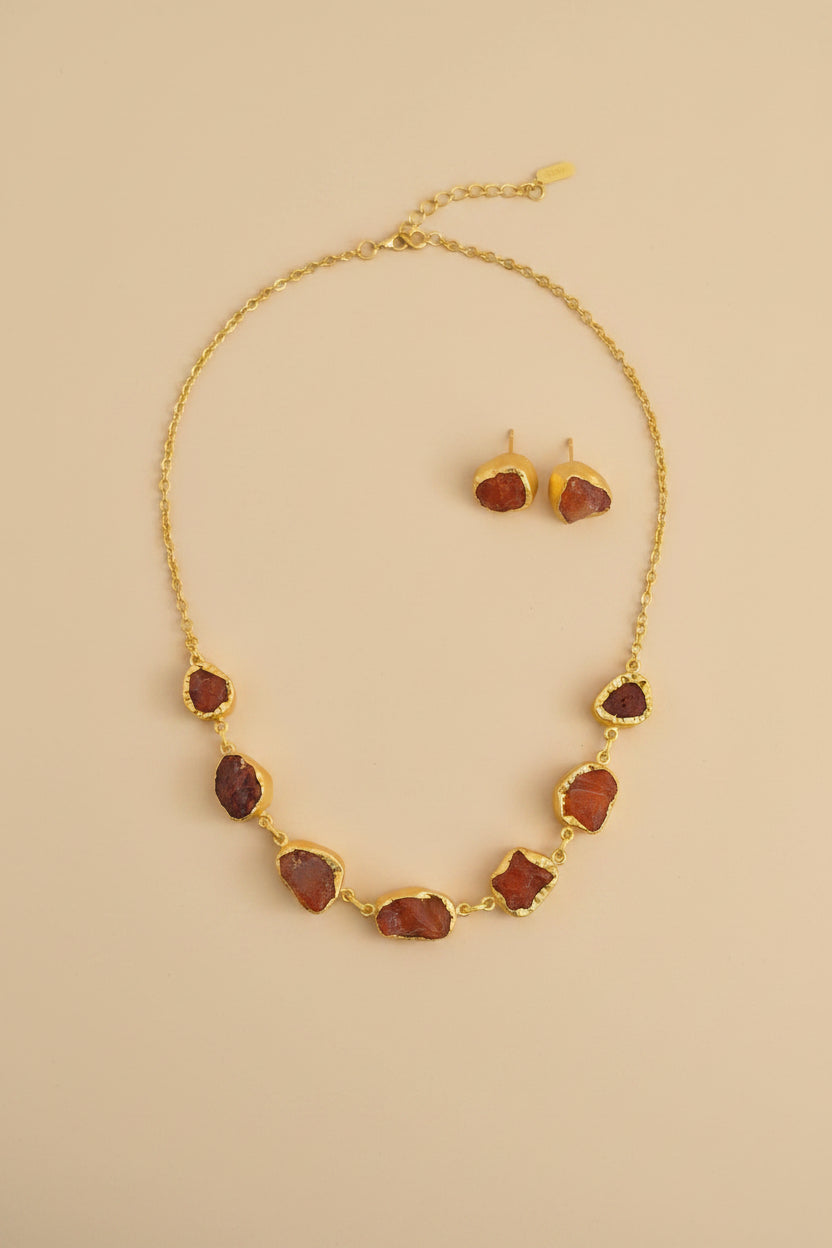 Gemstone necklace earring set