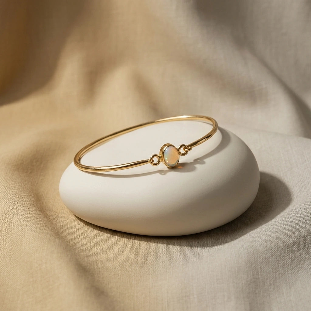 Opal Mist — Single Stone Opal Bangle