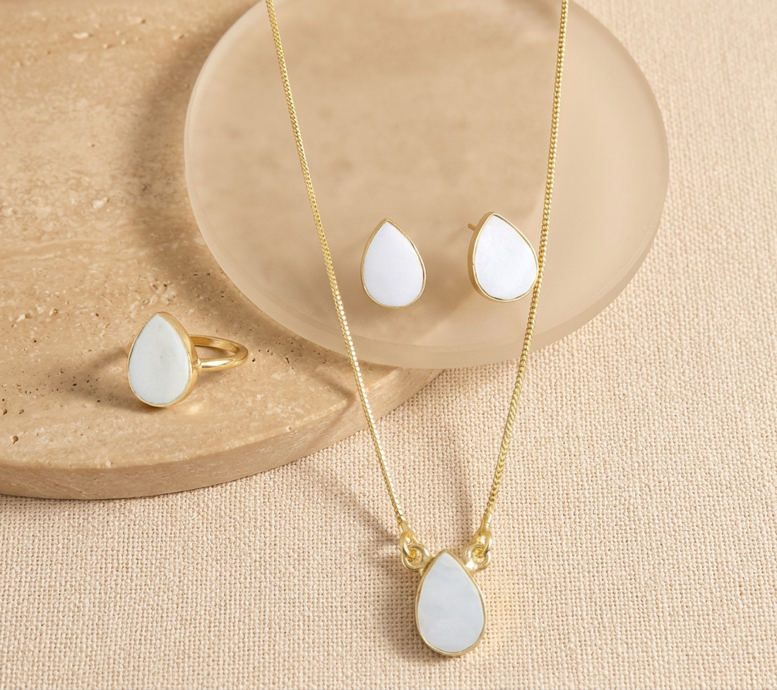 Mop Teardrop Necklace Set