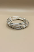 The Silver Stack Edit — Set of 5 Hammered Texture Bangles