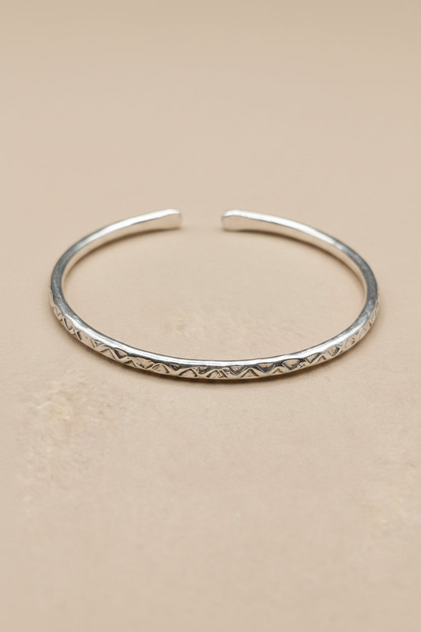 The Silver Stack Edit — Set of 5 Hammered Texture Bangles