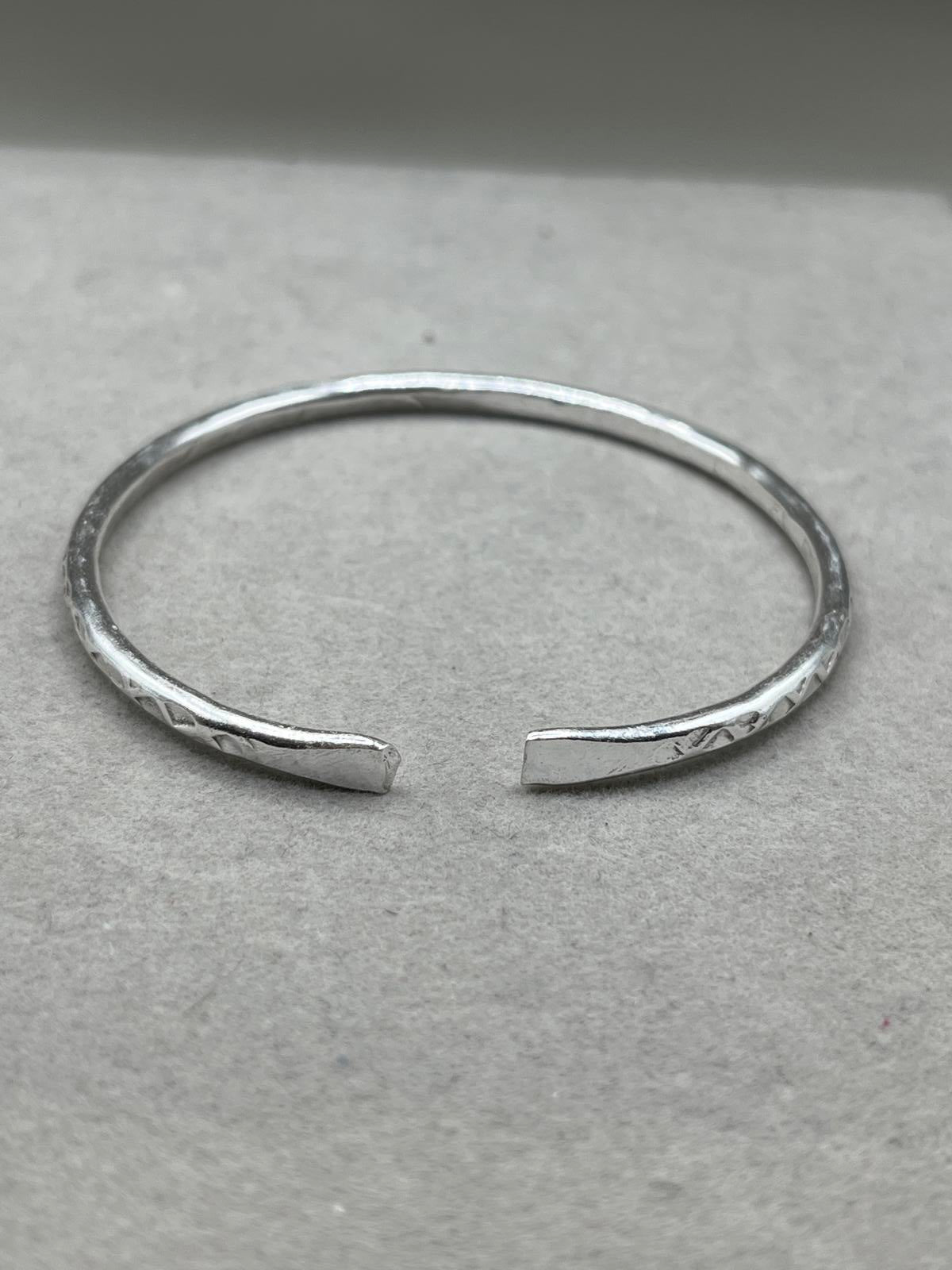 Silver Hammered bangles ( set of 5)