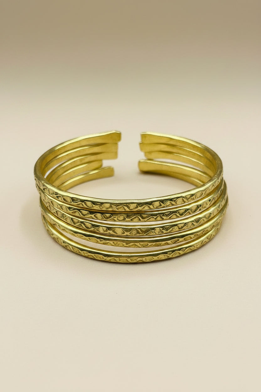 The Gold Stack Edit — Set of 5 Textured Bangles