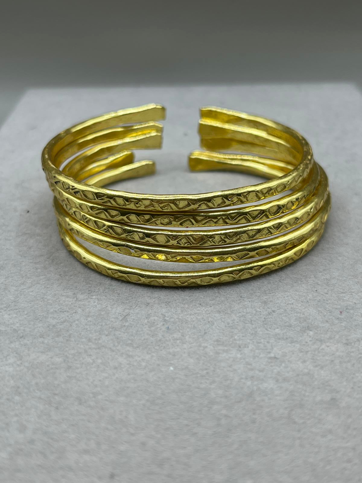 Gold Hammered bangles ( set of 5)