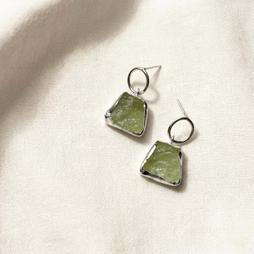 Silver Plated Gemstone Drop Earrings | Amethyst, Amazonite, Citrine & Rose Quartz | Natural Stone Jewellery Gift for Her