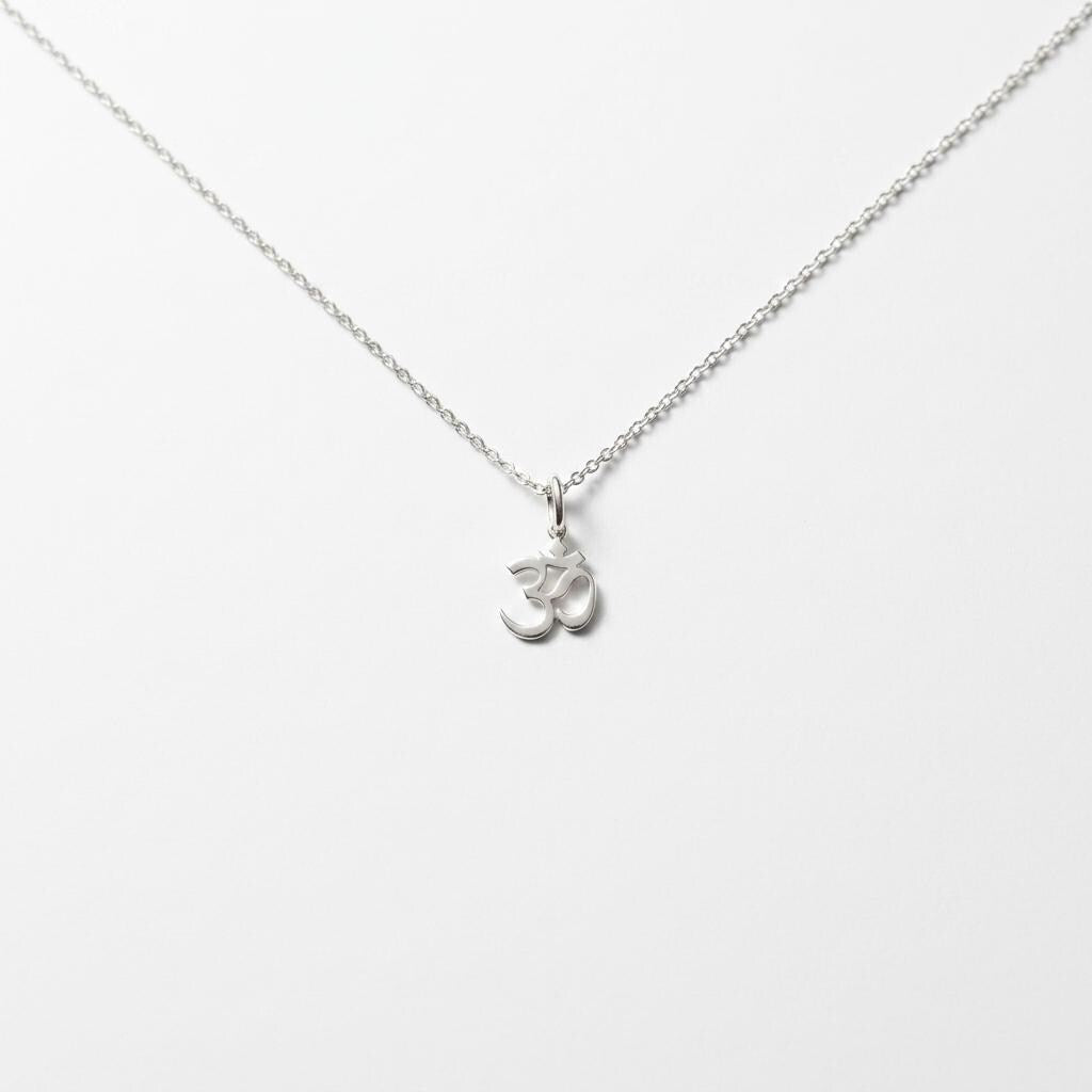 Sterling Silver Om Pendant, Sanskrit Aum Chain Pendant Necklace, Dainty Om Necklace, Yoga Jewellery