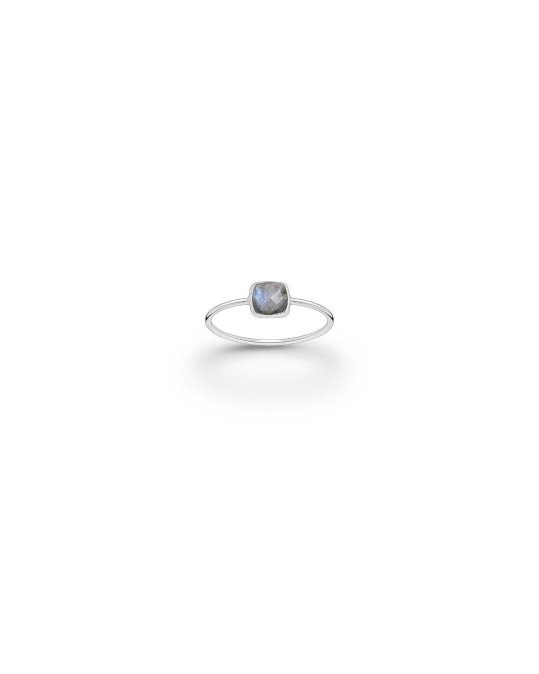 Sterling Silver Gemstone Square Ring