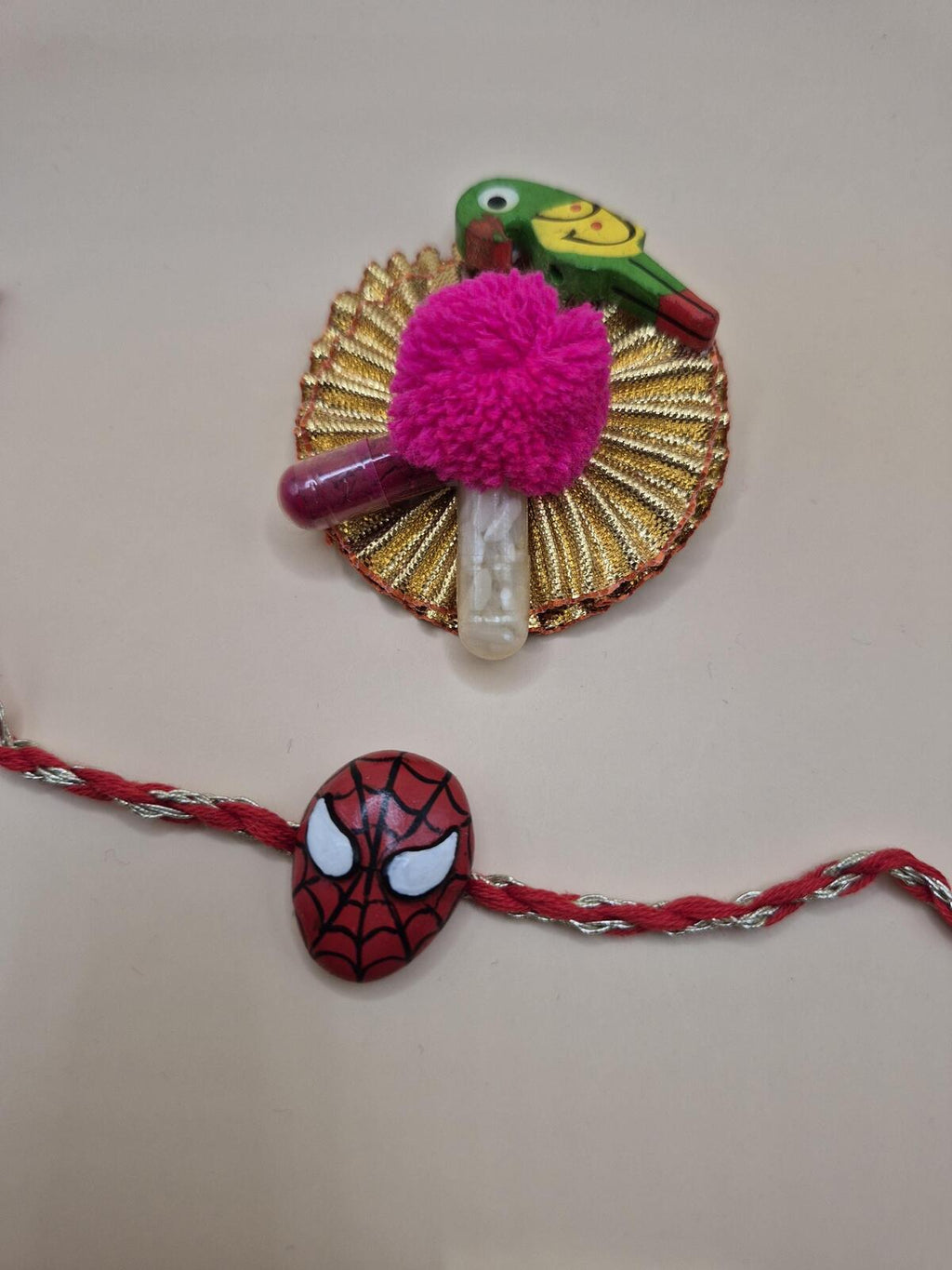 Kids Tie Bracelet / Cartoon Rakhi ( spider man , super man ) Clay Handmade Rakhi