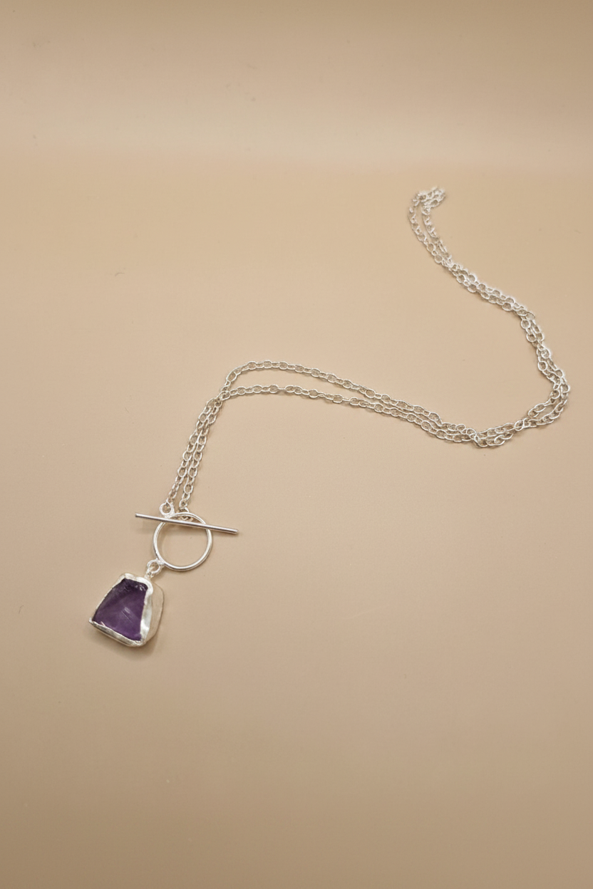 Toggle Lock Crystal Stone Necklace