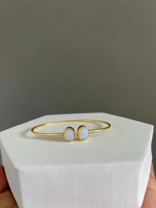 2 stone Opal Gemstone Bangle Bracelet