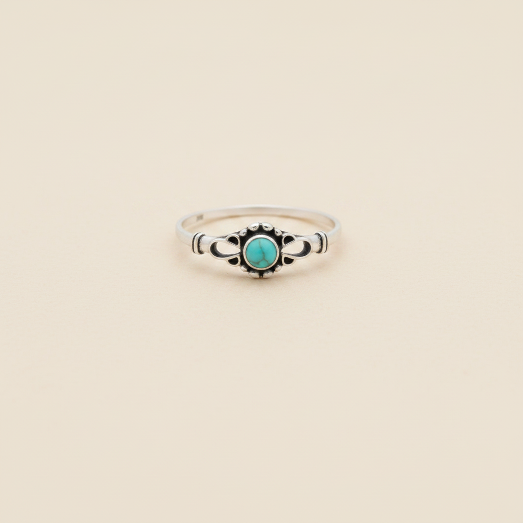 925 Sterling Silver Oxidised Ring with Resin Inlay