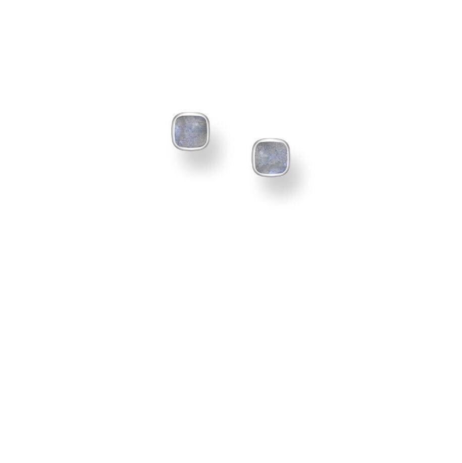 Sterling Silver Square Gemstone Stud Earrings, Crystal Studs, Boho Jewellery Gift For Women