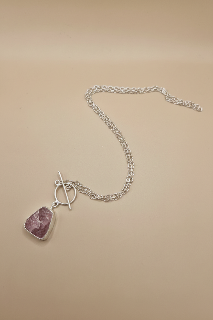 Toggle Lock Crystal Stone Necklace