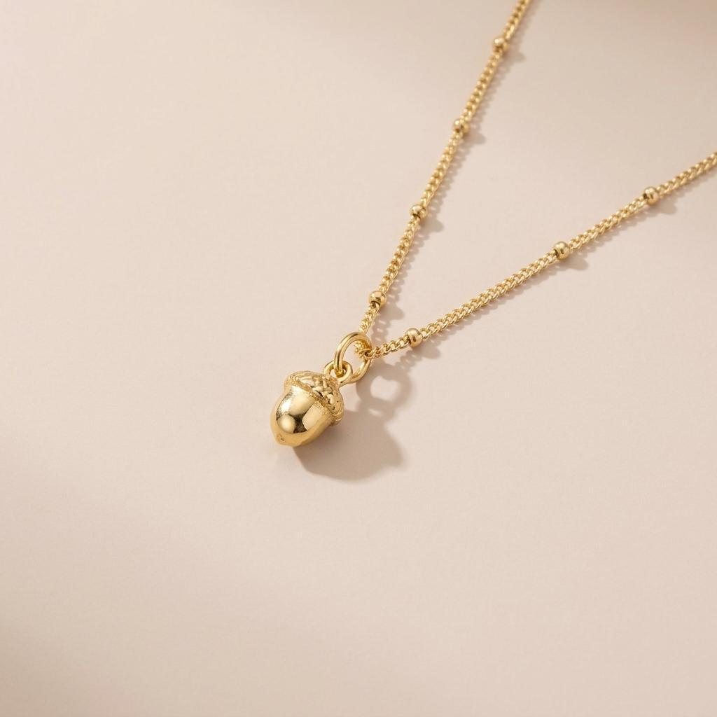 Acorn Necklace, Gold Acorn Charm, Silver Acorn Pendant, Dainty Autumn Necklace, Woodland Nature Jewellery, Fall Gift for Her