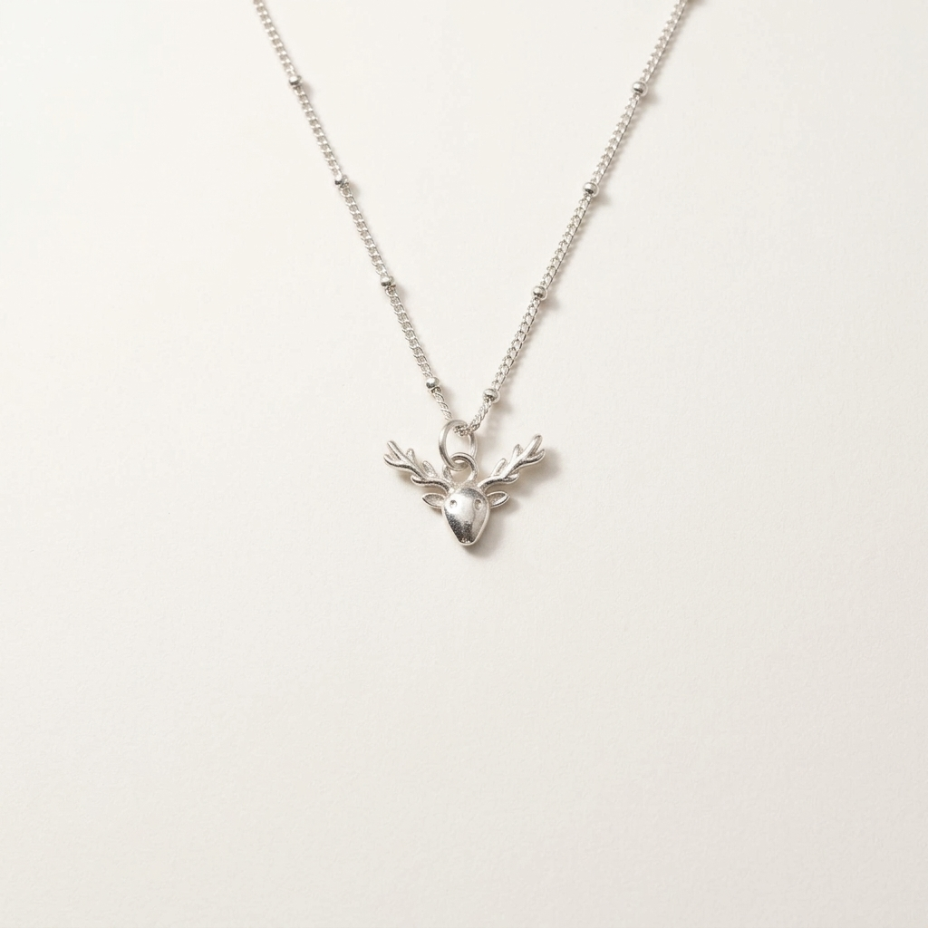 Christmas Gold Reindeer Necklace | 18K Plated, 925 Silver Plated Deer Charm | Festive Holiday Jewellery