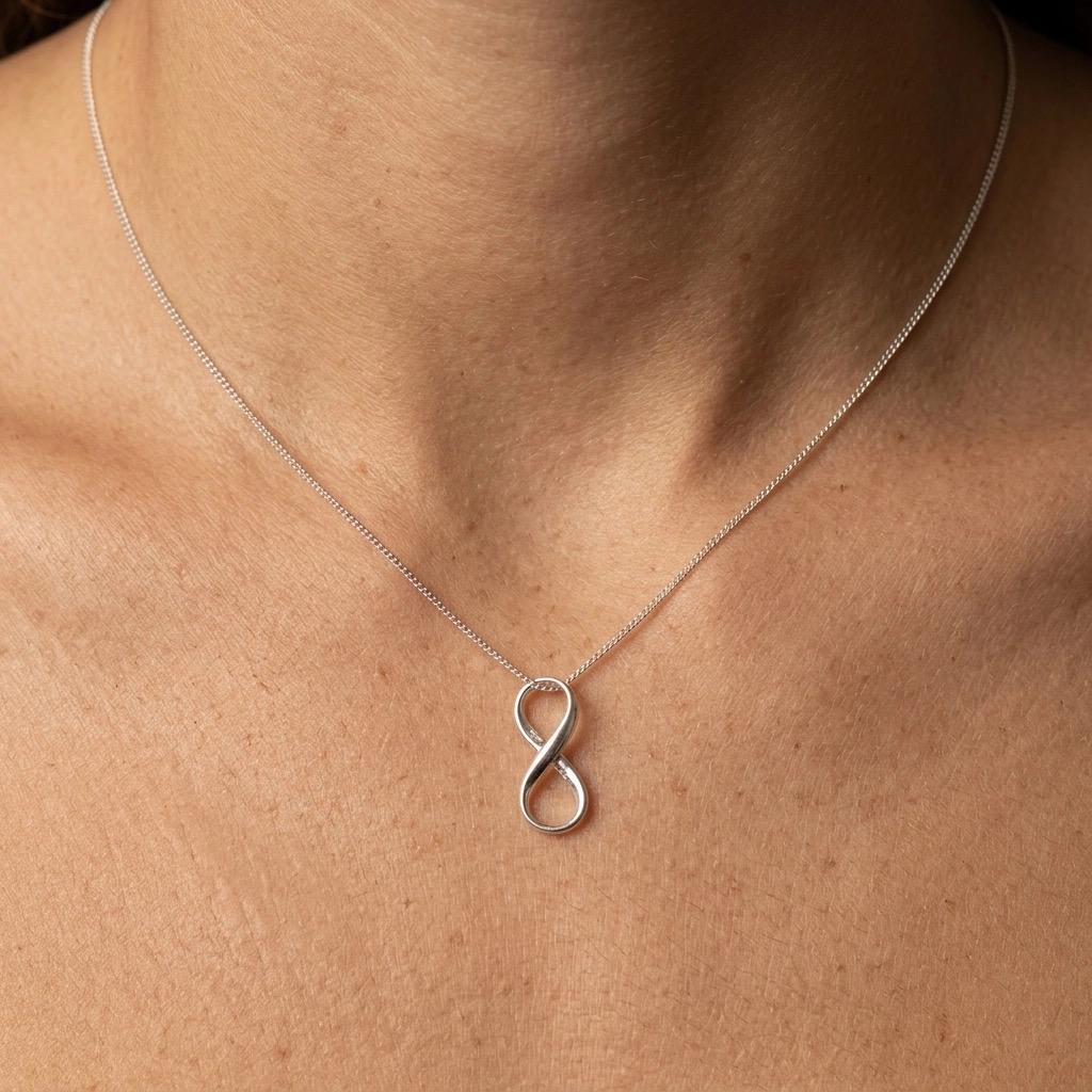 Sterling Silver Infinity Pendant Necklace, Dainty Minimalist Everyday Jewellery