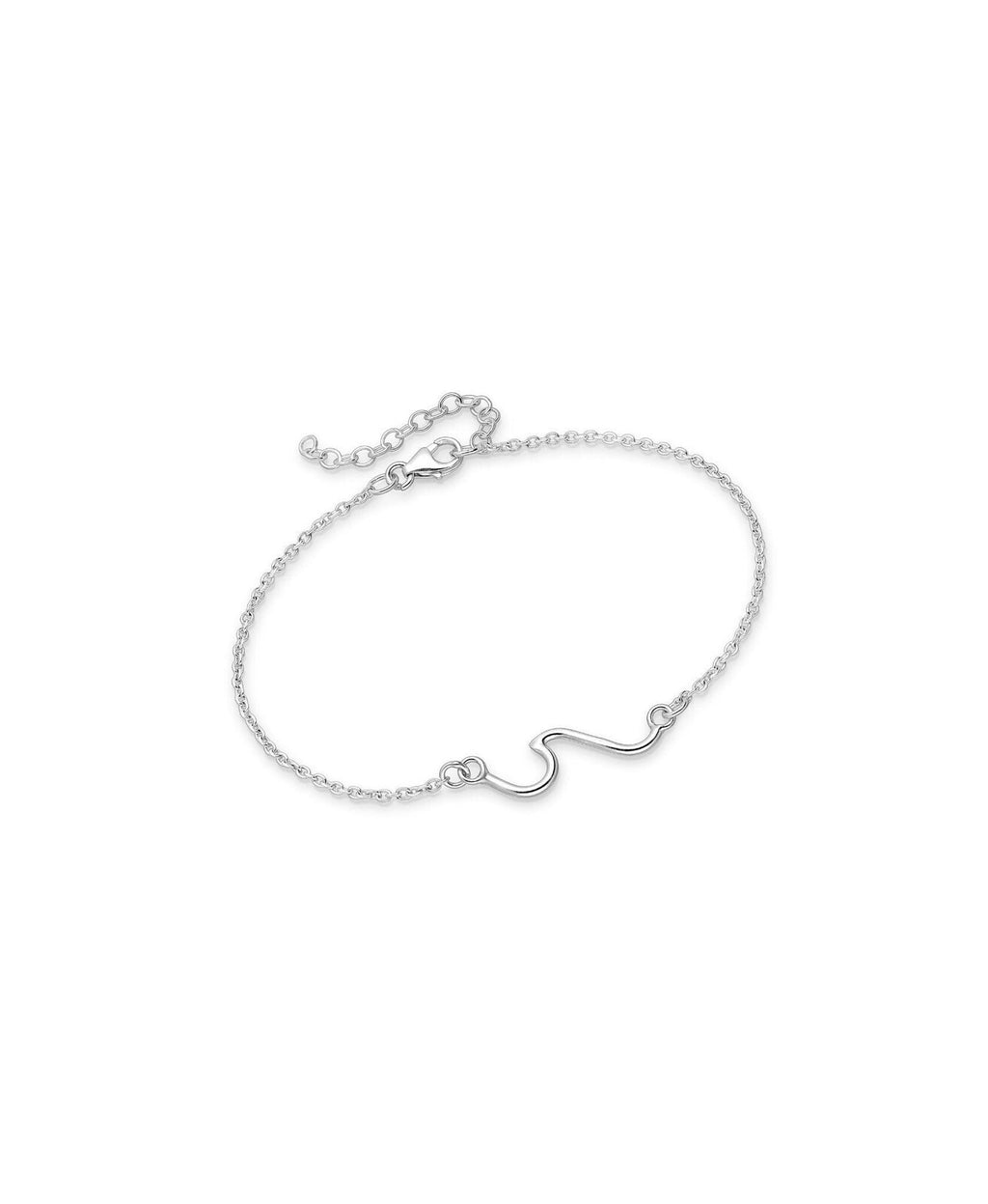 Sterling Silver Sea Wave Bracelet, Minimalist Ocean Jewellery Gift for Her